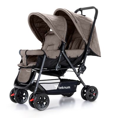 Eazy Kids Teknum Double Baby Stroller - Khaki